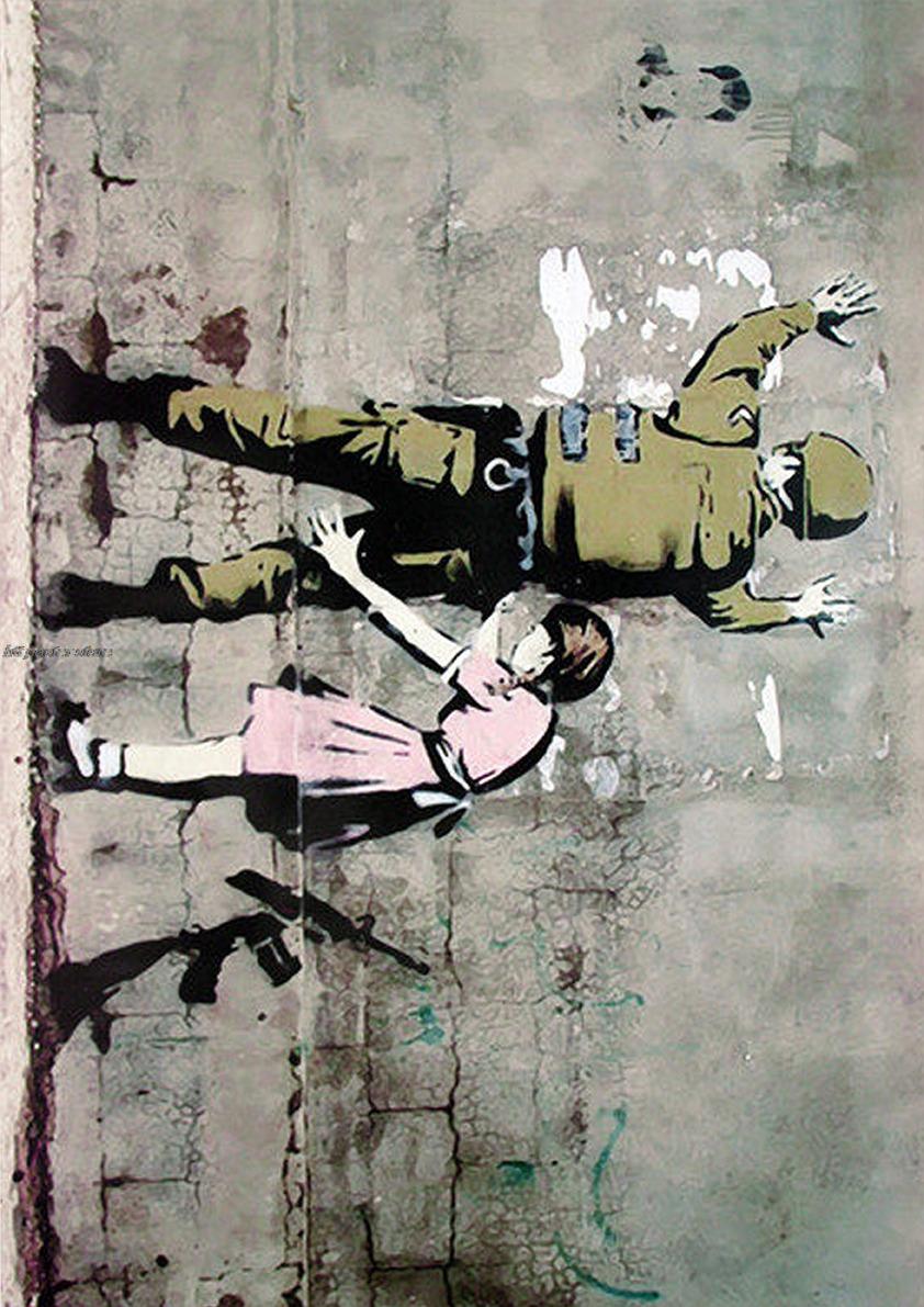Póster Blanco de Banksy: Collage de Graffiti Urbano con Mono Pintura, Póster e Impresión de Arte en la Pared para la Sala de Estar y Decoración del Hogar.