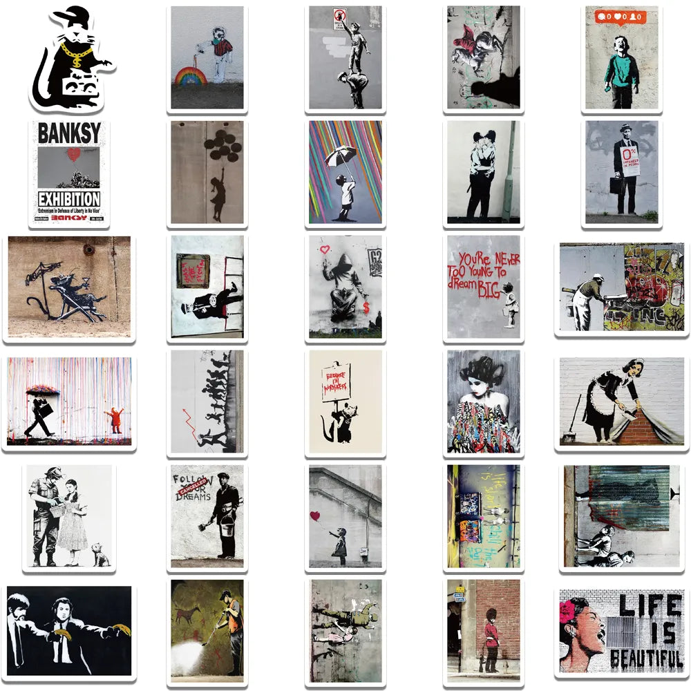 Pegatinas distintos tamaños Banksy street art